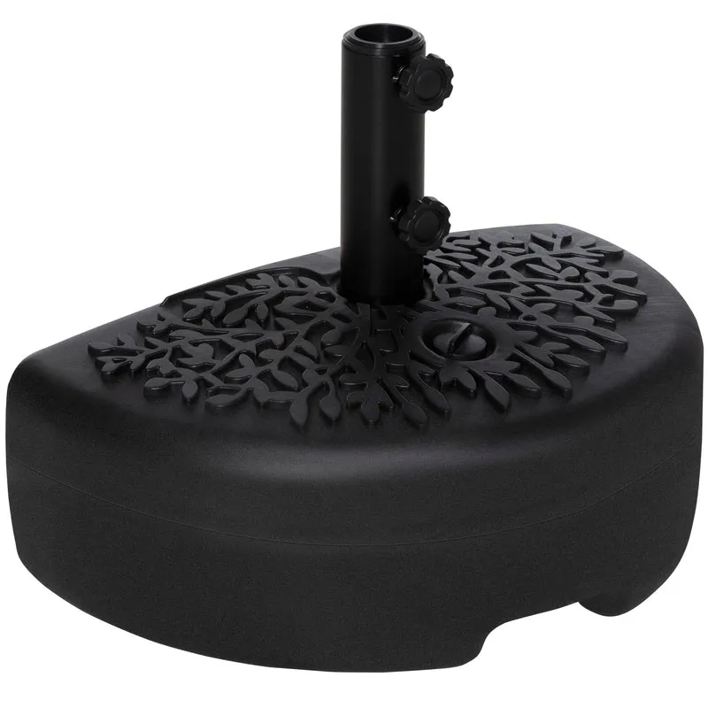 Outsunny Base de Pared para Sombrilla Ø38/48 mm Soporte Semicircular de Parasol Rellenable de Arena 21 kg o Agua 18 kg para Jardín Patio Terraza Exterior 50x31x38 cm Negro