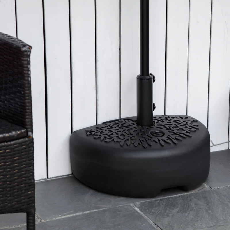 Outsunny Base de Pared para Sombrilla Ø38/48 mm Soporte Semicircular de Parasol Rellenable de Arena 21 kg o Agua 18 kg para Jardín Patio Terraza Exterior 50x31x38 cm Negro
