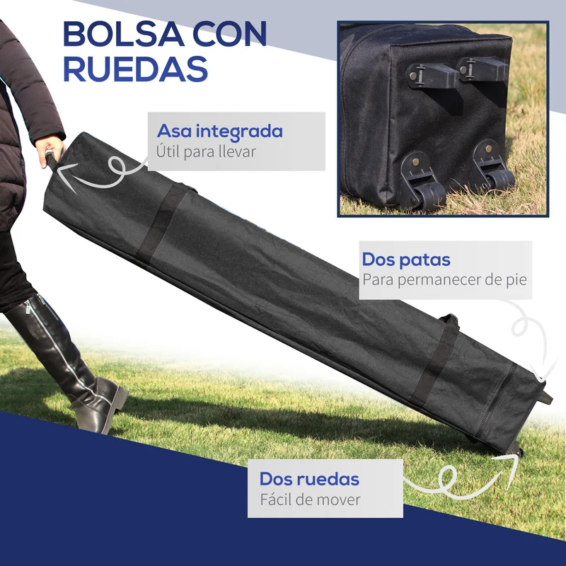 Outsunny Cenador Plegable Pop-UP 2,5x2,5x2,68 m Carpa de Jardín Protección UV 50+ Ajustable en Altura con 4 Bolsas de Arena y Bolsa de Transporte para Camping Fiestas Patio Azul