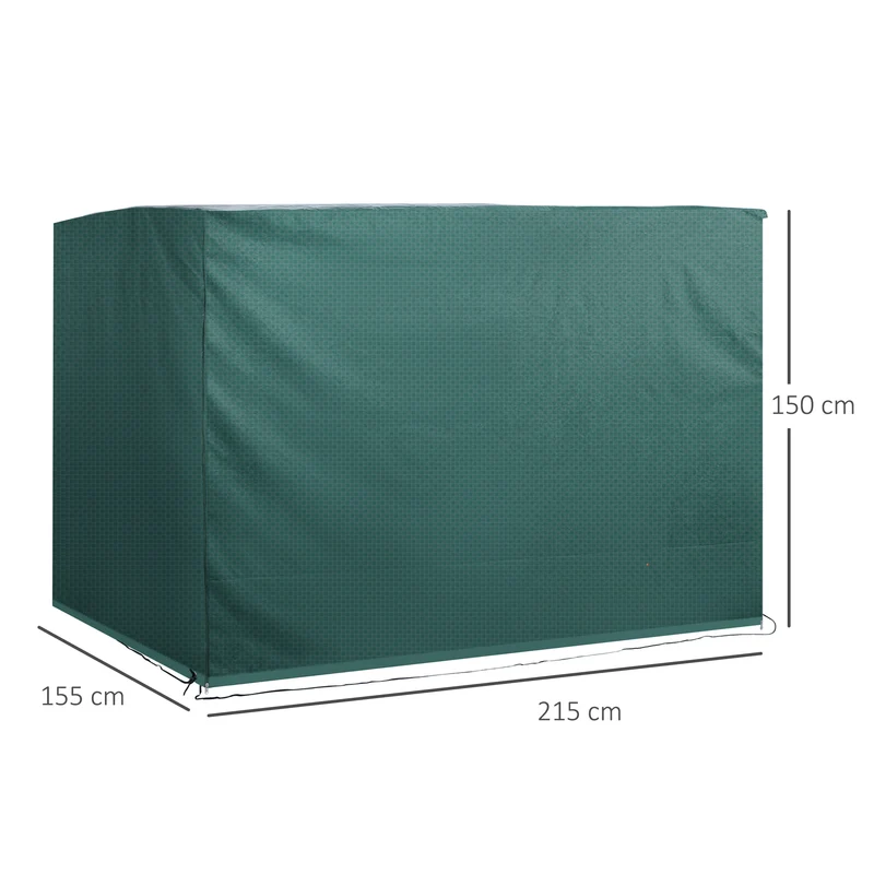 Outsunny Funda Balancín Jardín Funda Columpio Jardín Exterior Cubierta de Columpio con Cremallera Impermeable 215x155x150 cm Verde