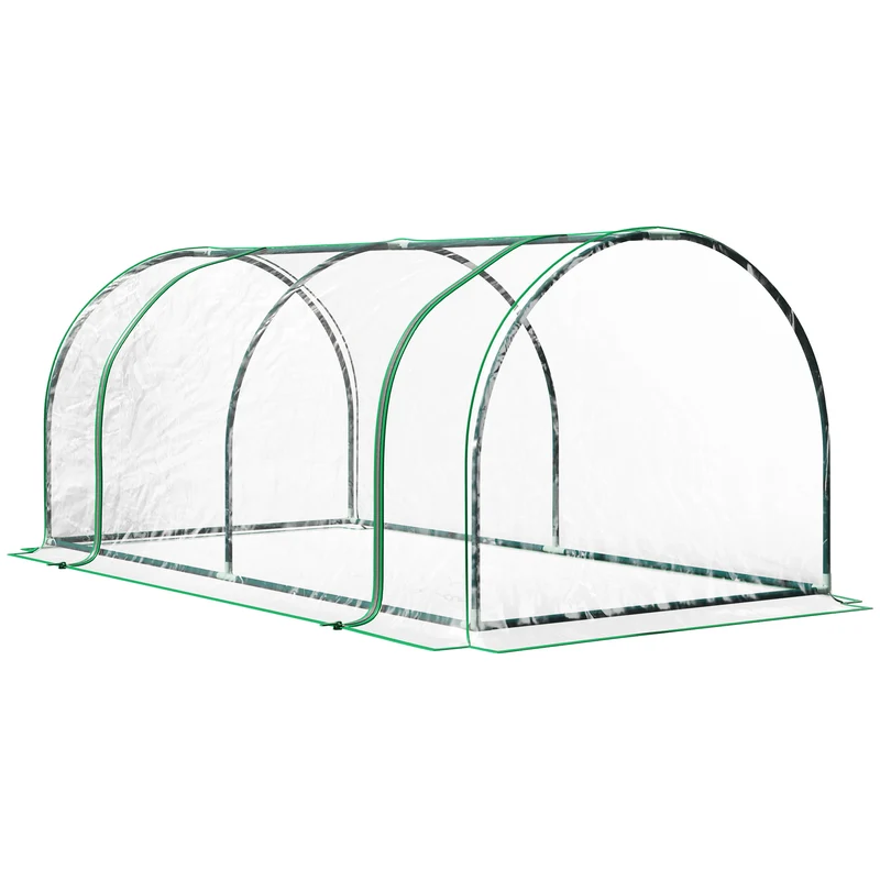 Outsunny Invernadero de Exterior 200x100x80 cm Invernadero de Jardín Tipo Túnel con Marco de Acero y Cubierta de PVC para Cultivo de Plantas Tomates Transparente