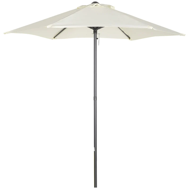 Outsunny Sombrilla de Terraza Exterior Ø2x2 m Parasol de Terraza Exterior con Techo de Ventilación y Poste Desmontable de Aluminio Sombrilla para Jardín Patio Beige