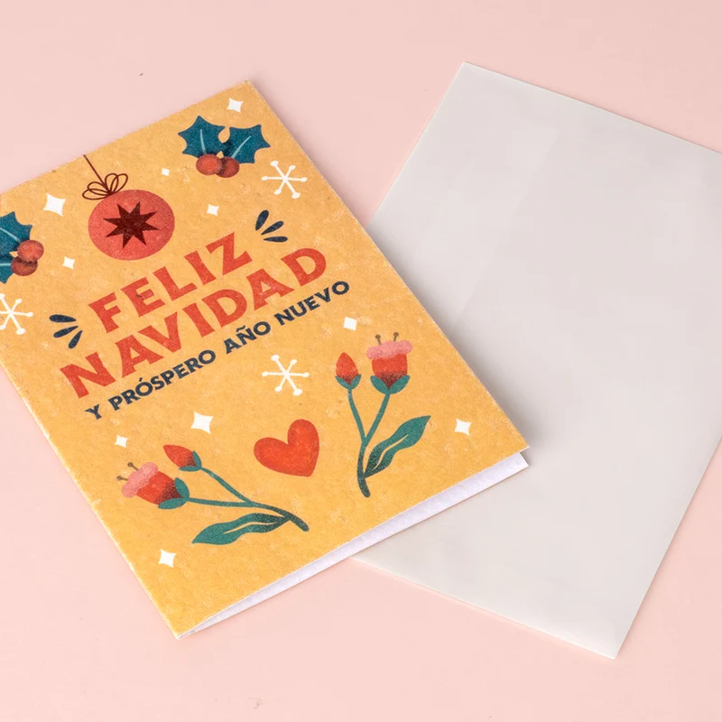 Tarjeta Navideña Plantable Feliz Navidad Con Semillas De Flores - Regalo Original - Resetea