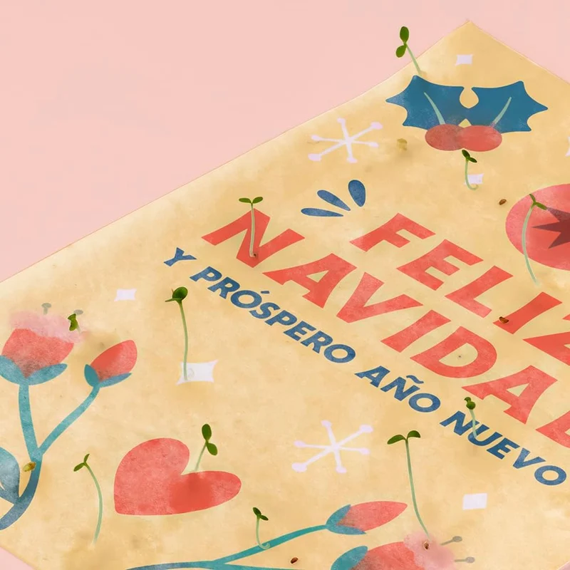 Tarjeta Navideña Plantable Feliz Navidad Con Semillas De Flores - Regalo Original - Resetea