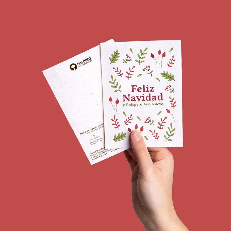 Postal Plantable Feliz Navidad Y Próspero Año Nuevo – Papel De Algodón Reciclado - Resetea