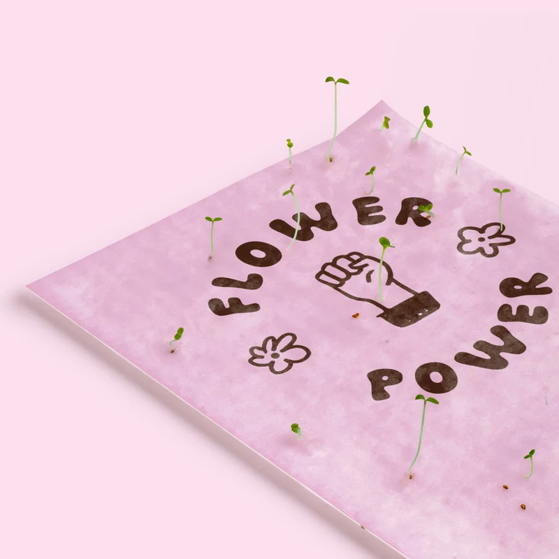 Postal Plantable Flower Power Con Semillas De Flores – Papel De Algodón Reciclado - Resetea