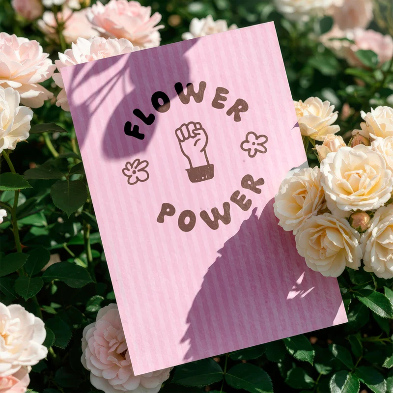Postal Plantable Flower Power Con Semillas De Flores – Papel De Algodón Reciclado - Resetea