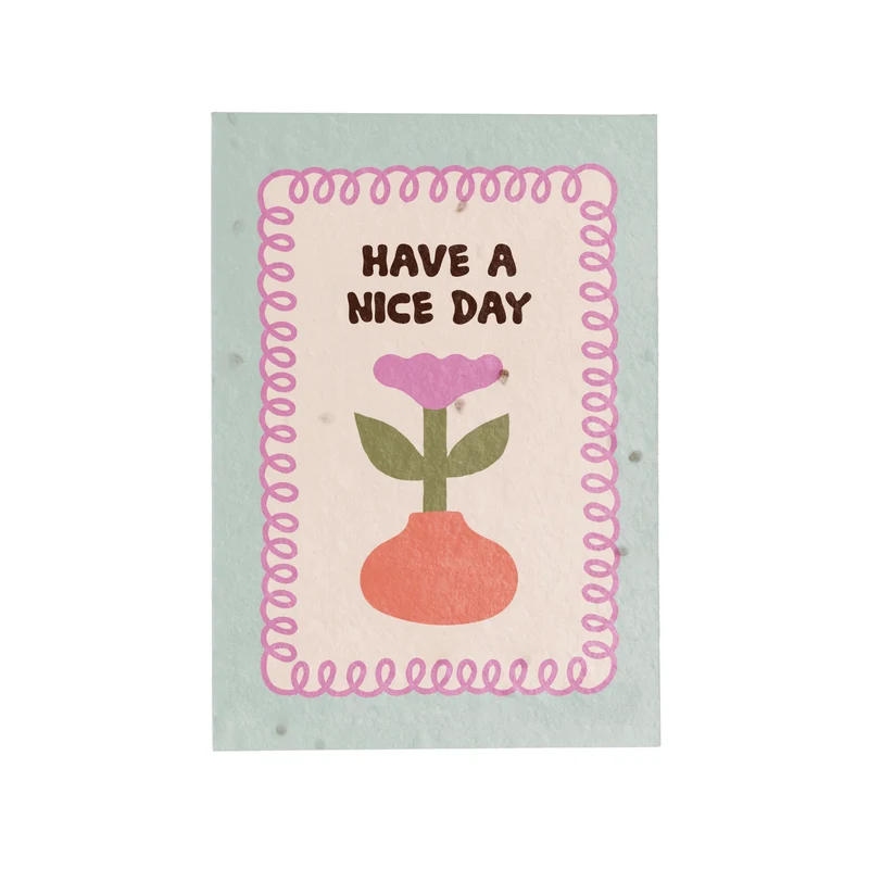 Postal Plantable Have A Nice Day Con Semillas De Tomate – Papel De Algodón Reciclado - Resetea