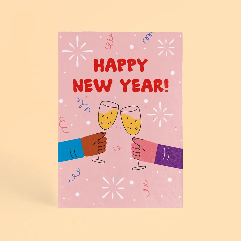Postales Plantables Navidad Pack 5 Diseños – Snow Globe, Ho Ho Ho, Happy New Year, Snow Angels Y Elf - Resetea