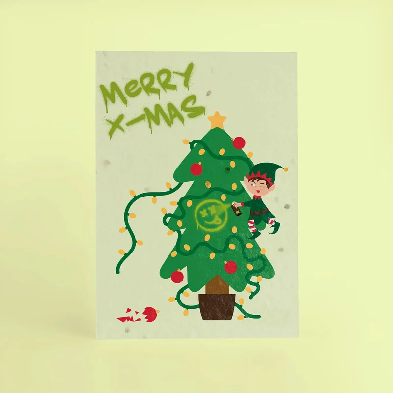 Postales Plantables Navidad Pack 5 Diseños – Snow Globe, Ho Ho Ho, Happy New Year, Snow Angels Y Elf - Resetea
