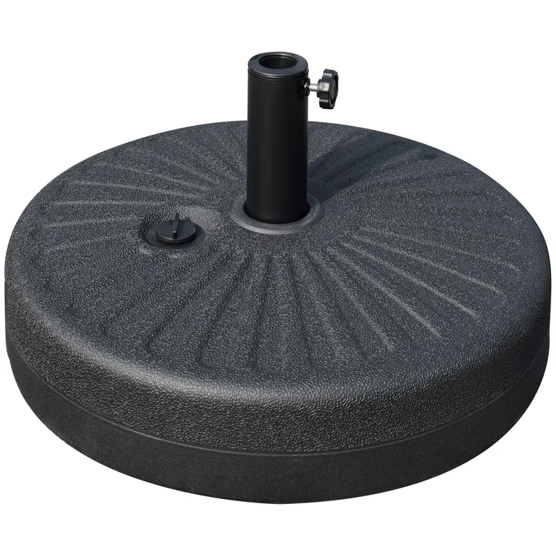 Outsunny Base de Sombrilla de Jardín Rellenable de Agua 22 kg Soporte de Parasol Redondo Apto para Postes de 38mm/48mm Portátil para Terraza Patio Ø51x30,5 cm Negro