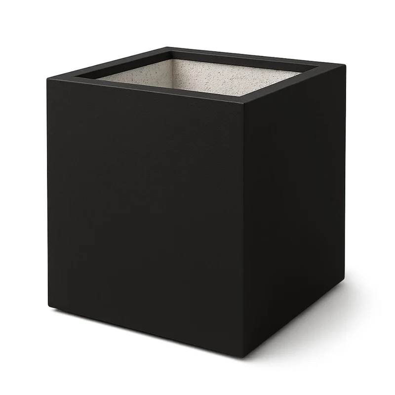 GARDRA Jardinière en polyester noire de jais 100x100x100 cm RAL 9005