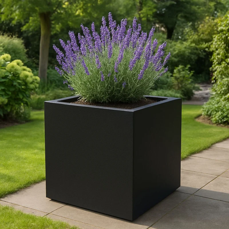GARDRA Jardinière en polyester noire de jais 100x100x80 cm RAL 9005