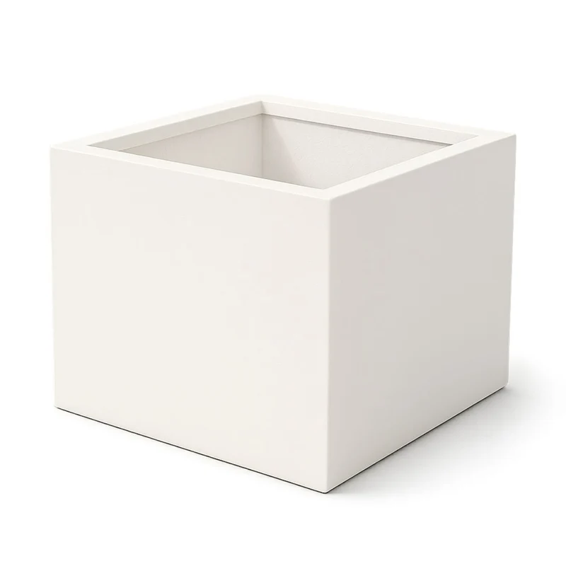 GARDRA Jardinière en polyester blanche pur 100x100x60 cm RAL 9010
