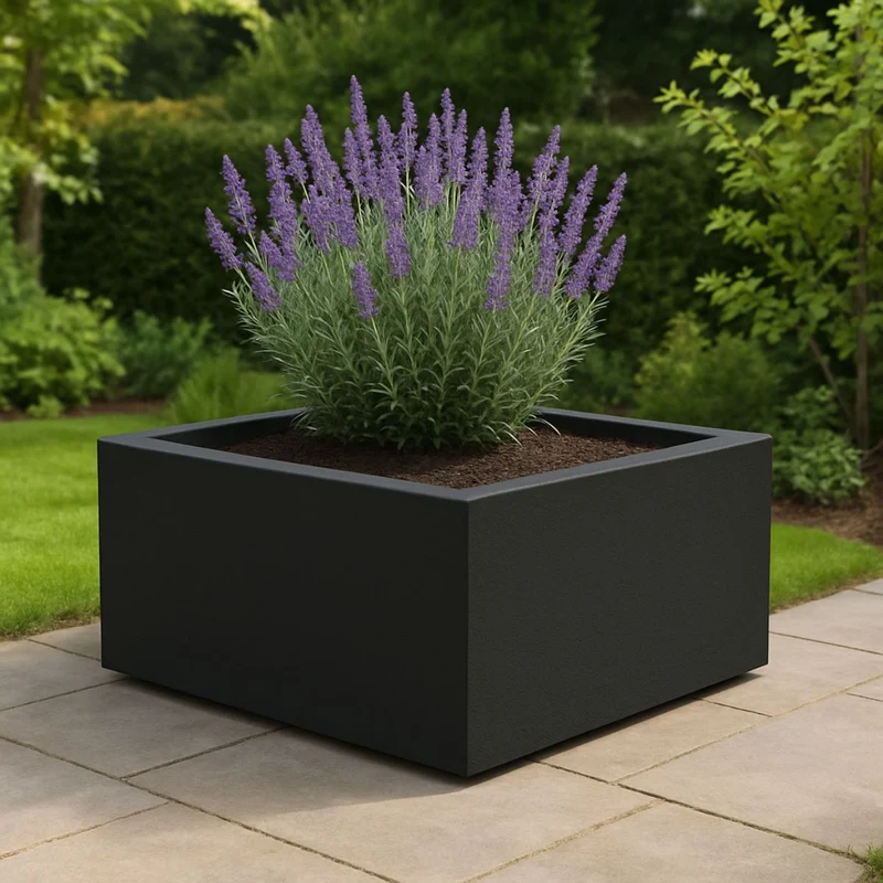 GARDRA Jardinière en polyester noire de jais 100x100x40 cm RAL 9005