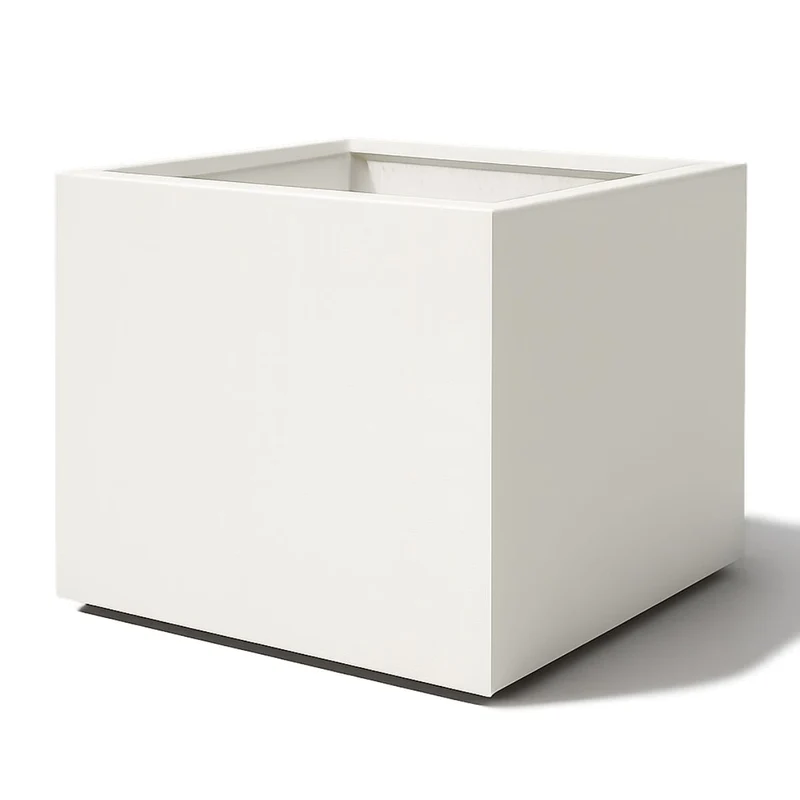 GARDRA Jardinière en polyester blanche pur 120x120x100 cm RAL 9010