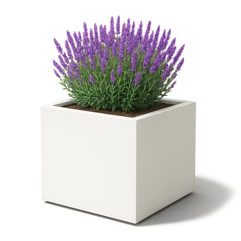 GARDRA Jardinière en polyester blanche pur 120x120x100 cm RAL 9010
