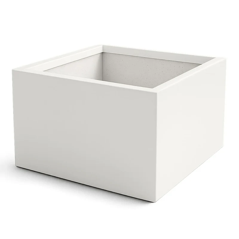GARDRA Jardinière en polyester blanche pur 120x120x60 cm RAL 9010