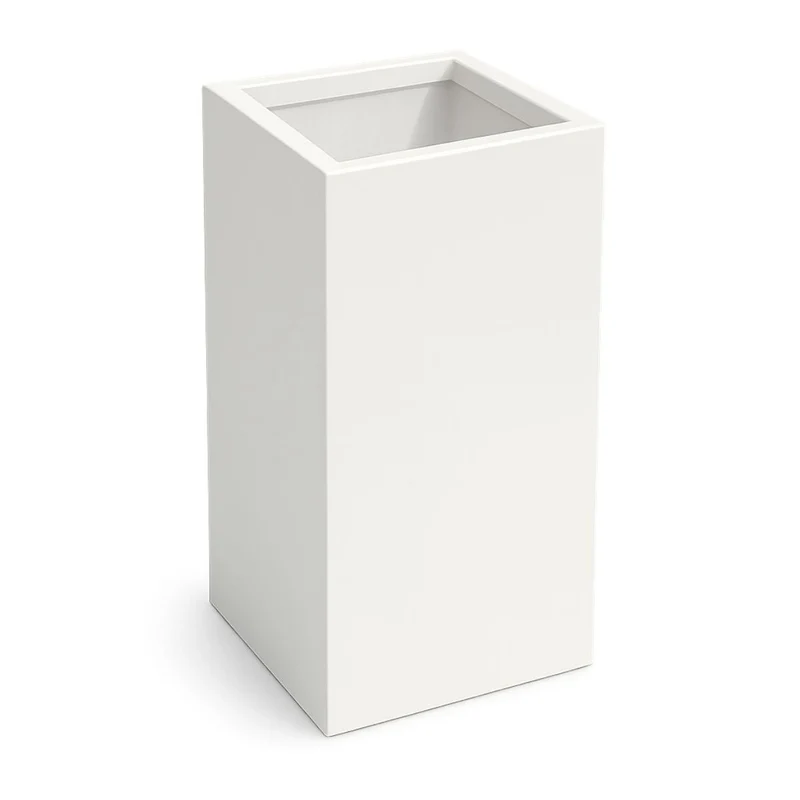 GARDRA Jardinière en polyester blanche pur 50x50x120 cm RAL 9010