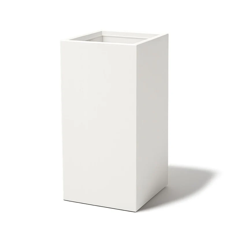 GARDRA Jardinière en polyester blanche pur 50x50x100 cm RAL 9010
