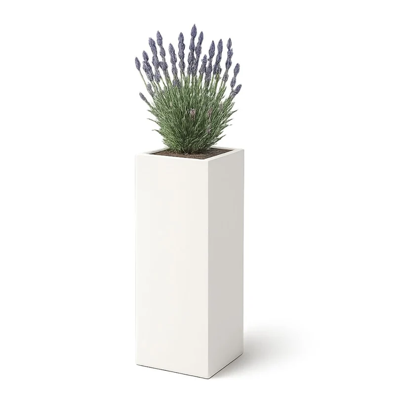 GARDRA Jardinière en polyester blanche pur 40x40x120 cm RAL 9010