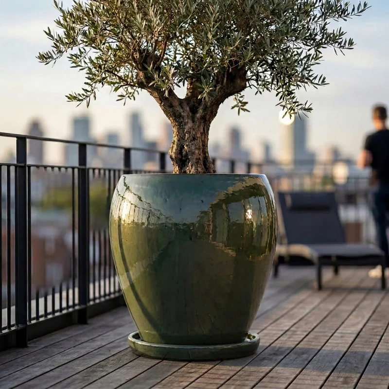 Soucoupe ronde 40cm vert crème