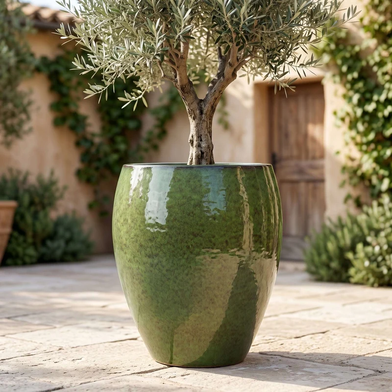 Pot POSEIDON 28x31cm vert tropical
