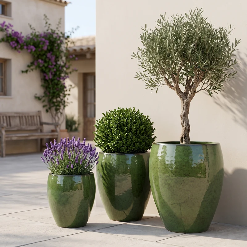 Pot POSEIDON 28x31cm vert tropical