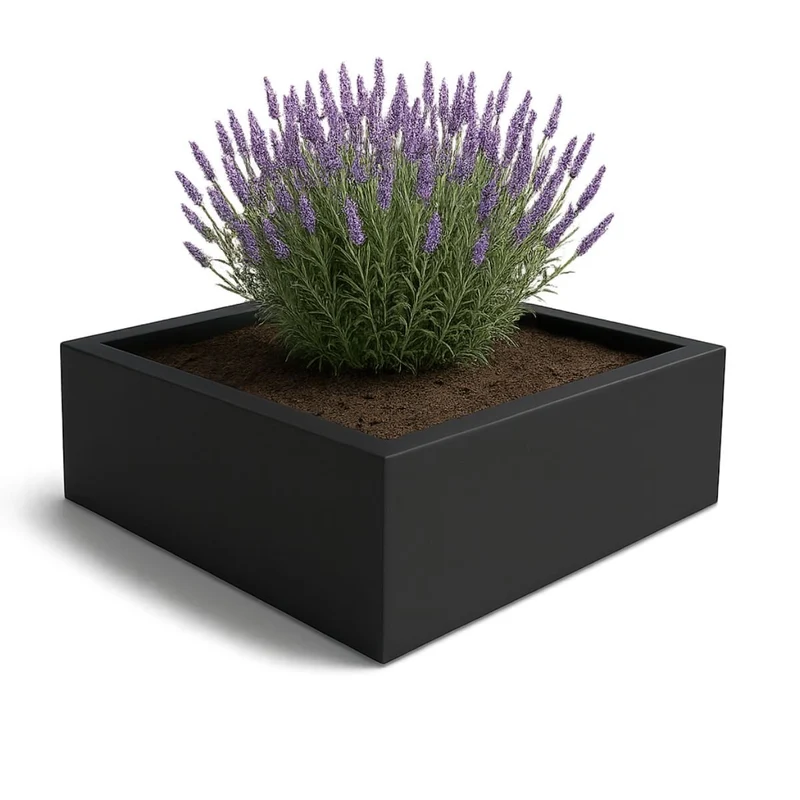 GARDRA Jardinière en polyester noire de jais 200x200x60 cm RAL 9005