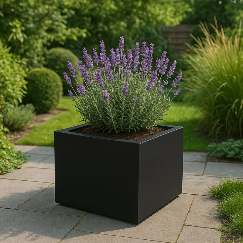 GARDRA Jardinière en polyester noire de jais 60x60x40 cm RAL 9005