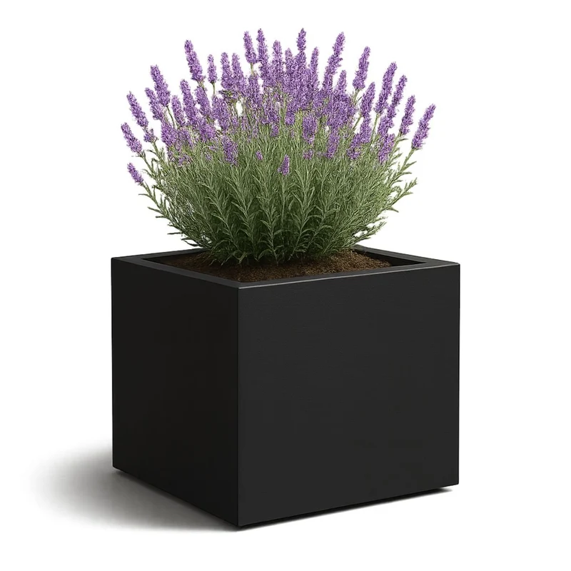 GARDRA Jardinière en polyester noire de jais 80x80x60 cm RAL 9005