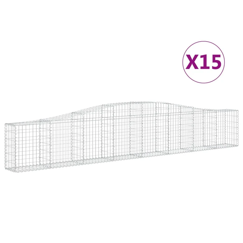 Cestas De Gaviones 15 Uds Forma De Arco Hierro 400x30x60/80 Cm