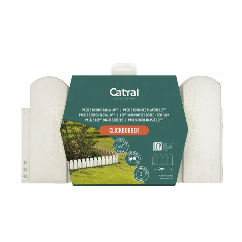 Pack De 5 Bordos Tabla Clickborder Lop Blanco - Ideal Para Decorar Jardines - 0,4x0,2 M - Multicolor
