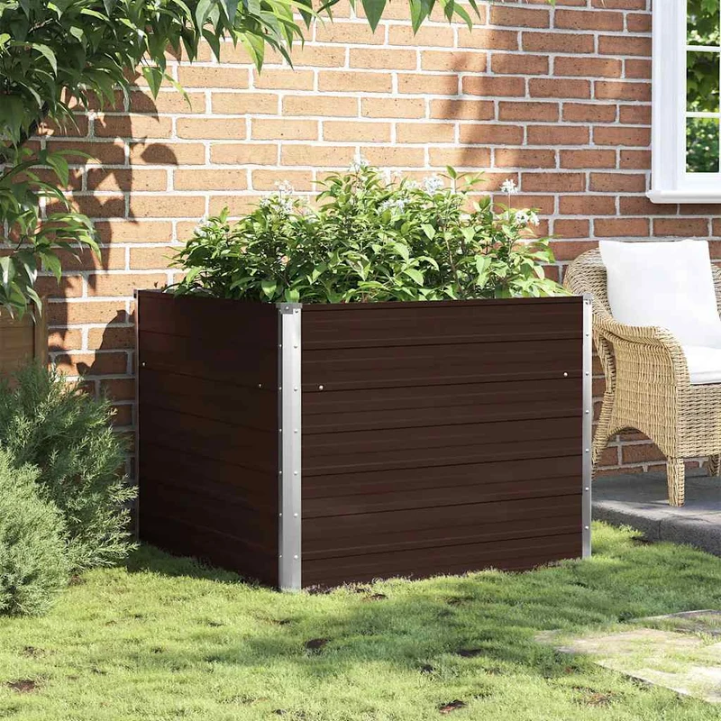 Mesa De Cultivo De Acero Galvanizado Marrón 100x100x77 Cm