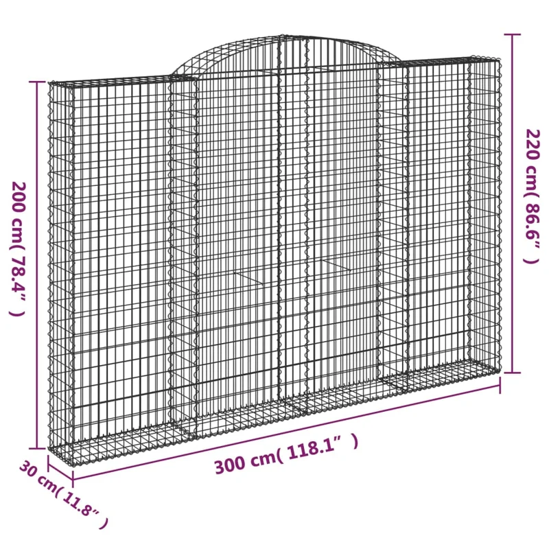 Cestas De Gaviones 4 Uds Forma De Arco Hierro 300x30x200/220 Cm