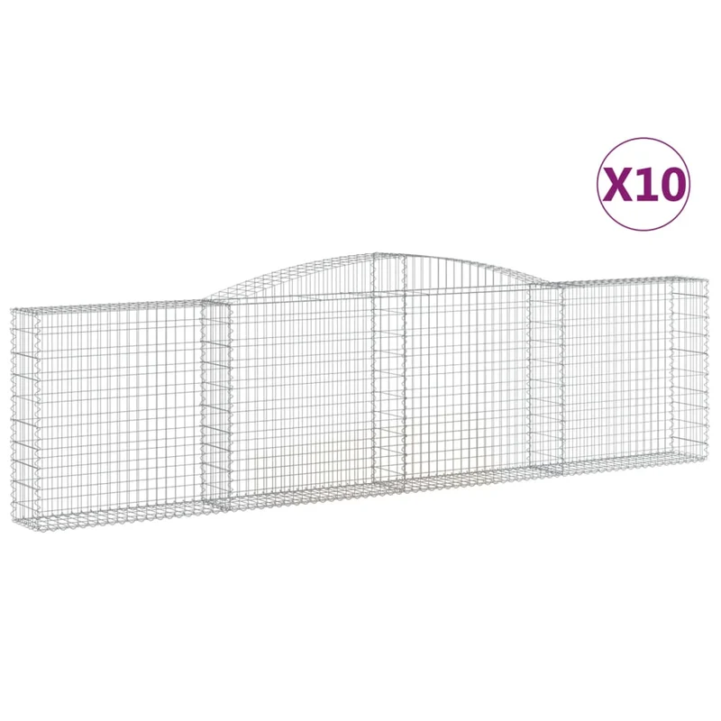 Cestas De Gaviones 10 Uds Forma De Arco Hierro 400x30x100/120cm