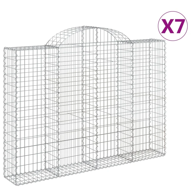 Cestas Gaviones 7 Uds Forma De Arco Hierro 200x30x140/160 Cm