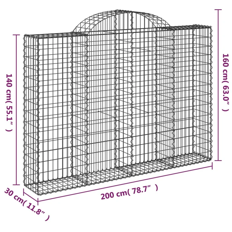 Cestas Gaviones 7 Uds Forma De Arco Hierro 200x30x140/160 Cm