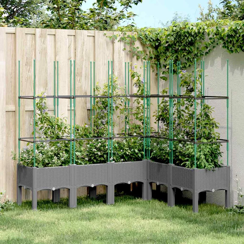 Jardinera Con Enrejado Pp Gris Claro 160x120x142,5 Cm