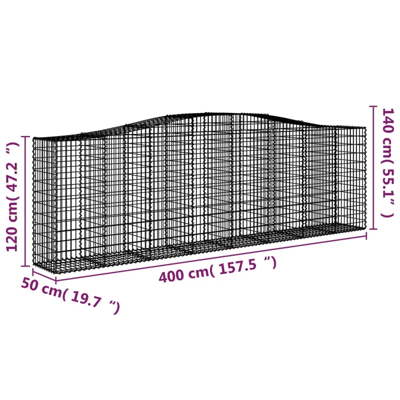 Cestas Gaviones 10 Uds Forma De Arco Hierro 400x50x120/140 Cm