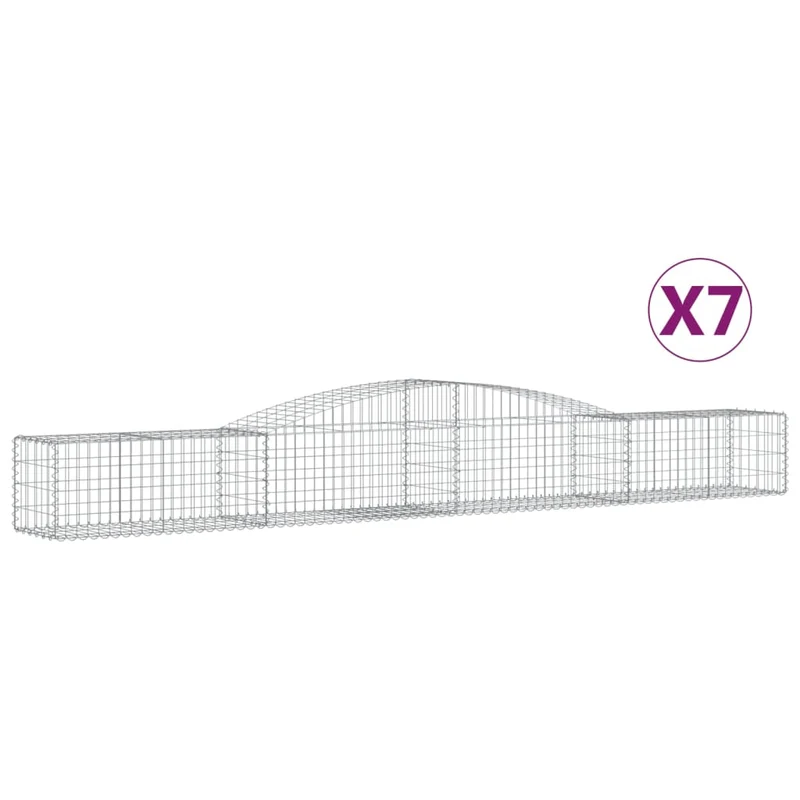 Cestas De Gaviones 7 Uds Forma De Arco Hierro 400x50x40/60 Cm