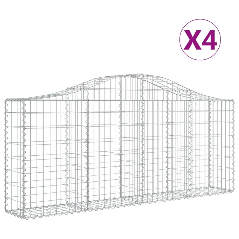 Cestas De Gaviones 4 Uds Forma De Arco Hierro 200x30x80/100 Cm