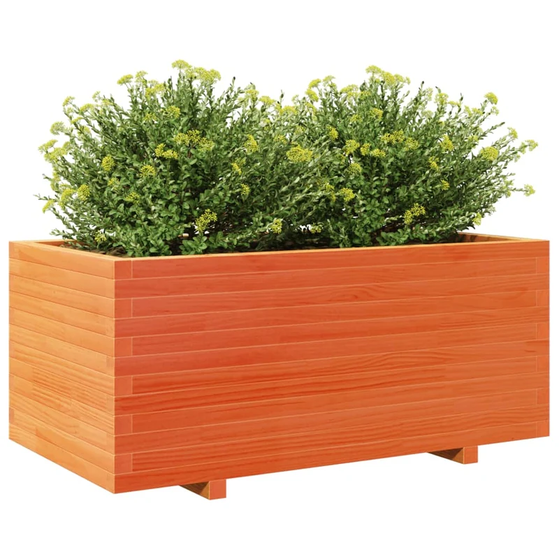 Jardinera Madera Maciza De Pino Marrón Cera 110x60x49,5 Cm