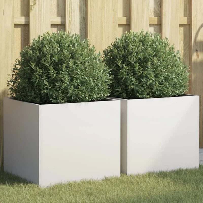 Jardineras 2 Unidades Acero Blanco 42x40x39 Cm