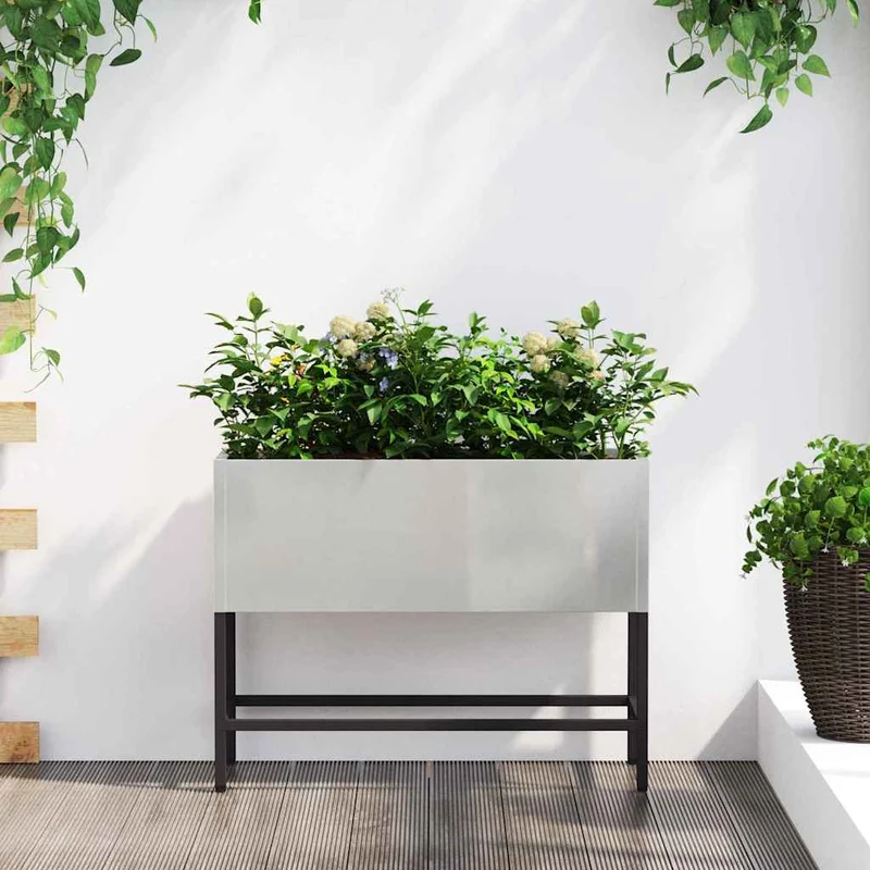 Jardinera Elevada Plateado 60 X 26 X 45 Cm Acero Inoxidable