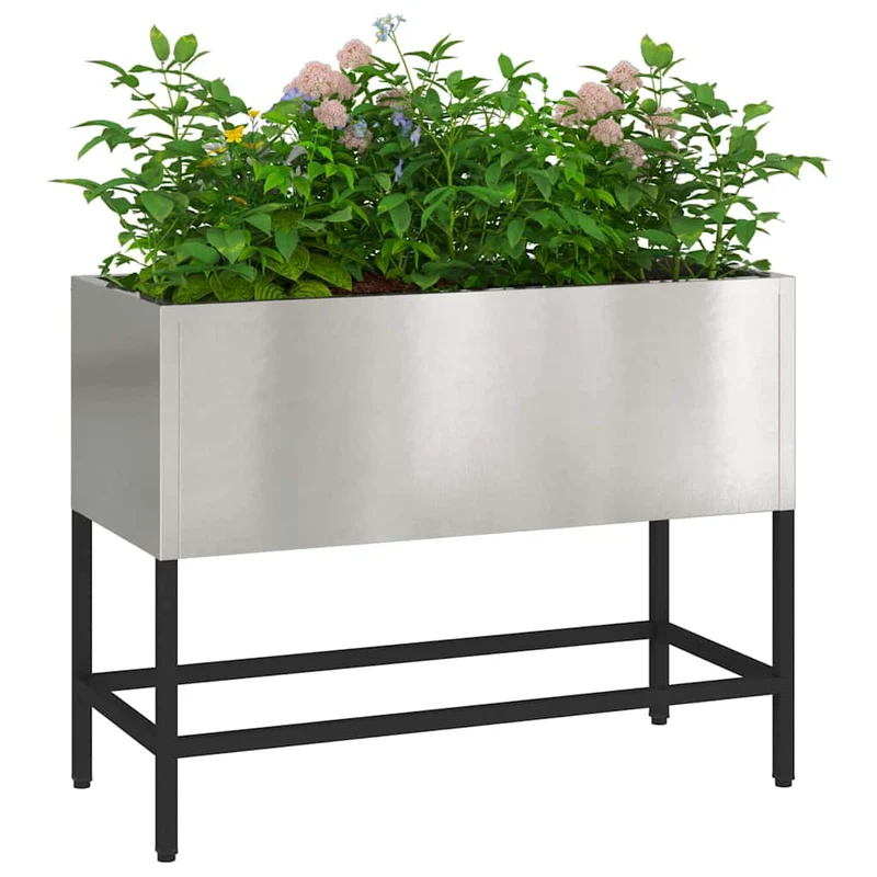 Jardinera Elevada Plateado 60 X 26 X 45 Cm Acero Inoxidable