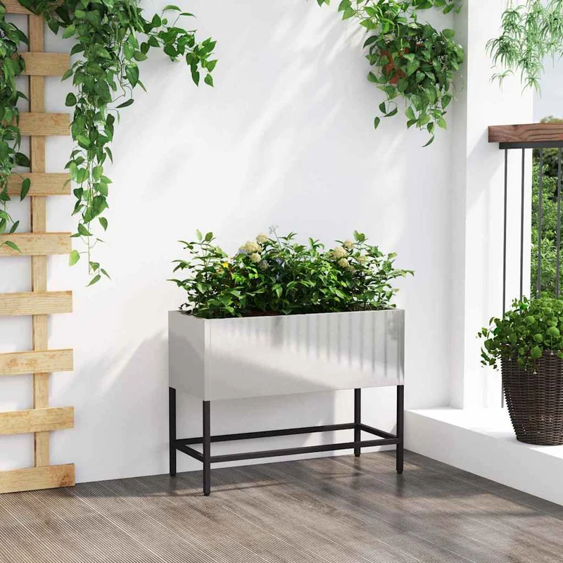 Jardinera Elevada Plateado 60 X 26 X 45 Cm Acero Inoxidable