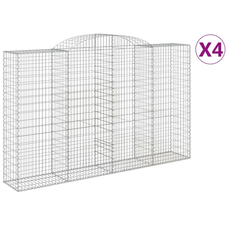 Cestas De Gaviones 4 Uds Forma De Arco Hierro 300x50x180/200 Cm