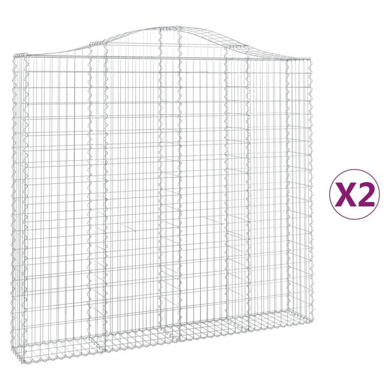 Cestas De Gaviones 2 Uds Forma De Arco Hierro 200x30x180/200 Cm