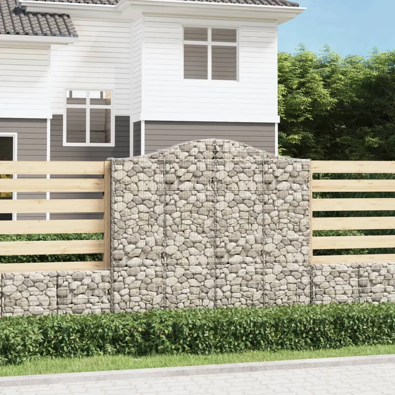 Cestas De Gaviones 2 Uds Forma De Arco Hierro 200x30x180/200 Cm